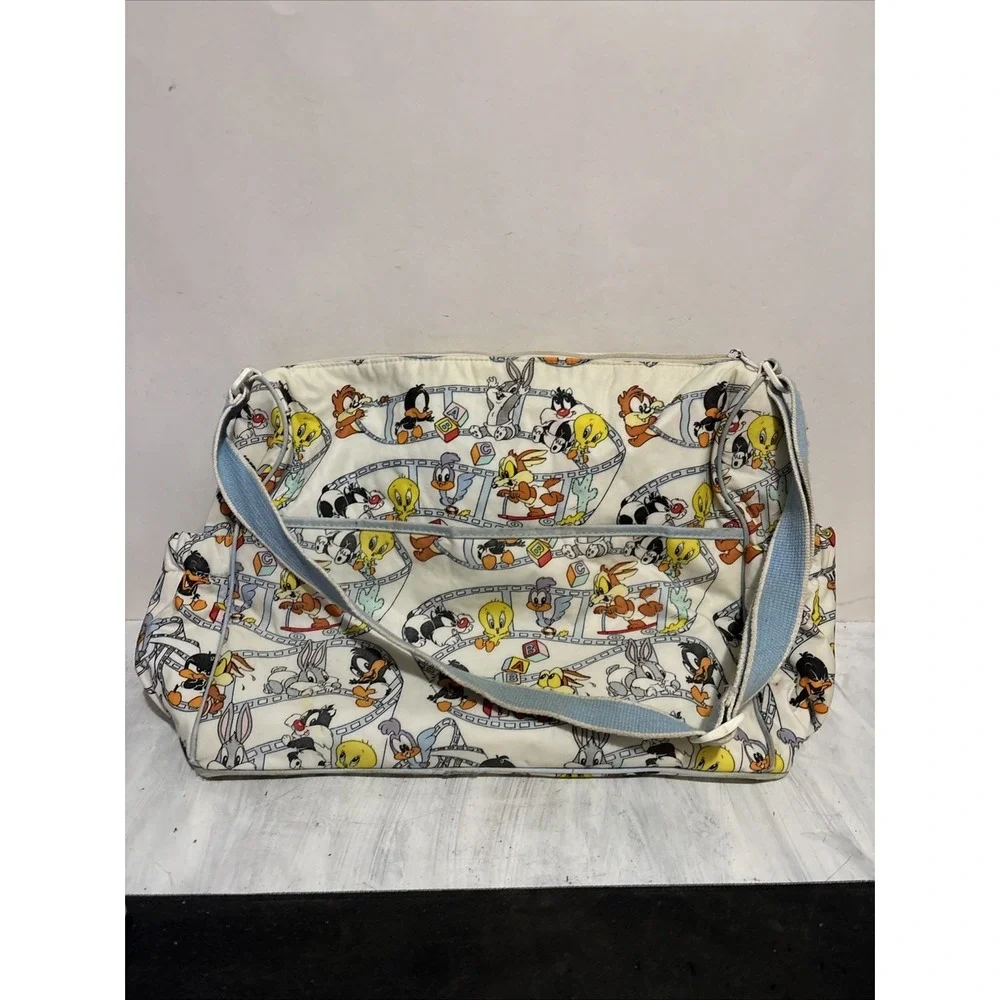 Looney Tunes Vintage Diaper Bag Baby Tweety Bird Bugs Bunny Stains 17